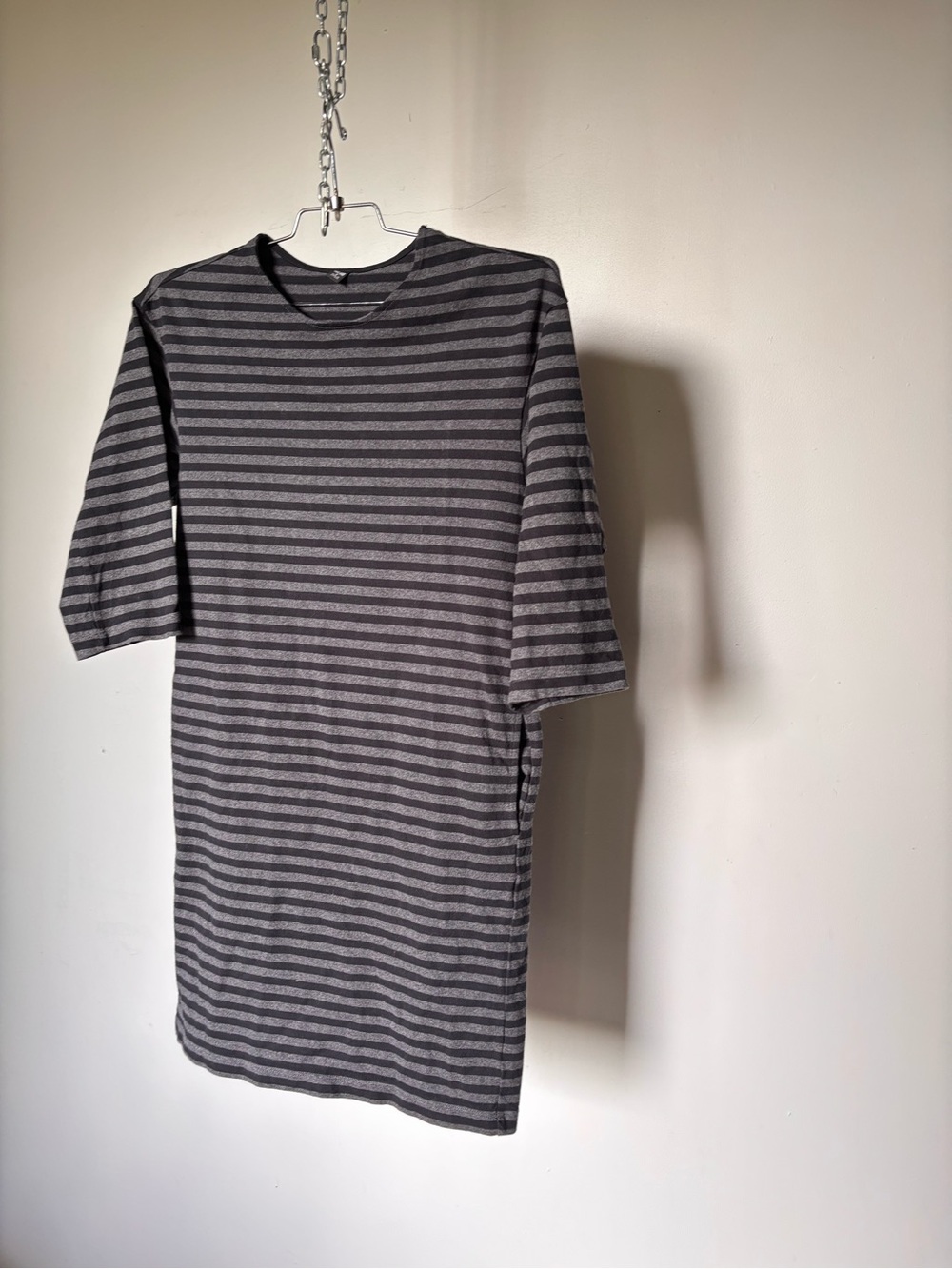Uniqlo Women's Striped Tee Dress in Gray and Black